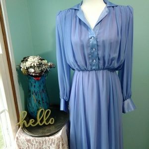 Vintage 1980s Susan Howard Blue & Lavender Dress